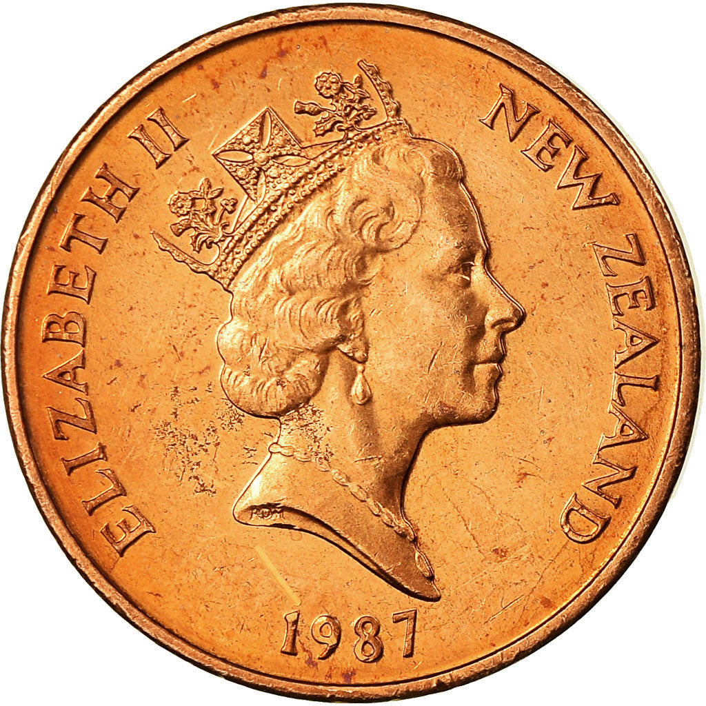 New Zealander 2 Cents Coin | Queen Elizabeth II | Kowhai Flowers | KM59 | 1986 - 1988