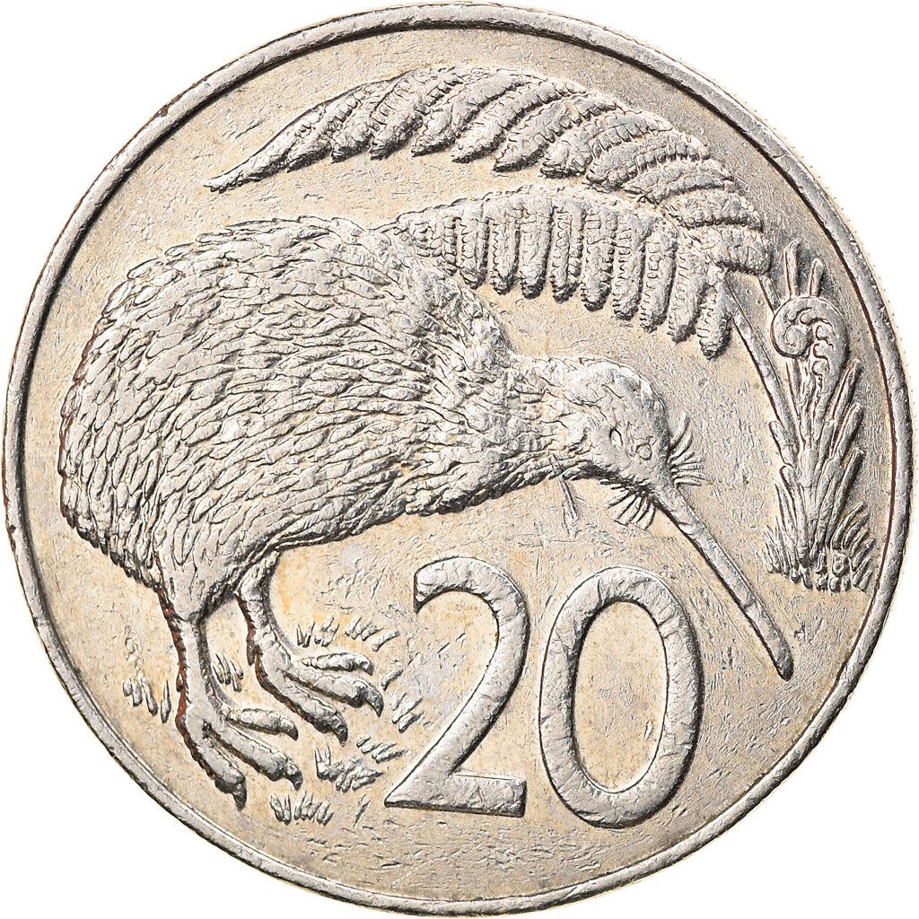 New Zealander 20 Cents Coin | Queen Elizabeth II | Kiwi Bird | KM62 | 1986 - 1989