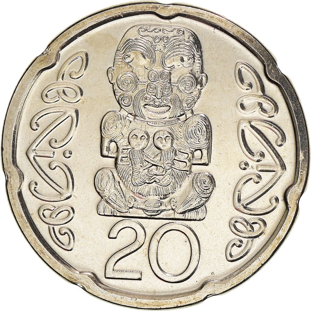 New Zealander 20 Cents Coin | Queen Elizabeth II | Pukaki - Ngati Whakaue Chief | KM118a | 2006 - 2021