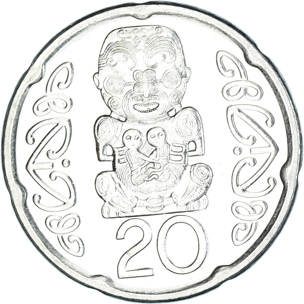 New Zealander 20 Cents Coin | Queen Elizabeth II | Pukaki - Ngati Whakaue Chief | KM118a | 2006 - 2021