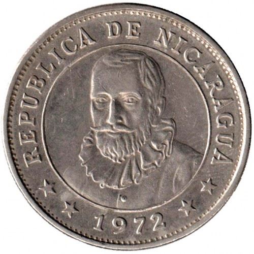 Nicaragua | 1 Cordoba Coin | Explorer | Sun | Volcanos | Km:26 | 1972