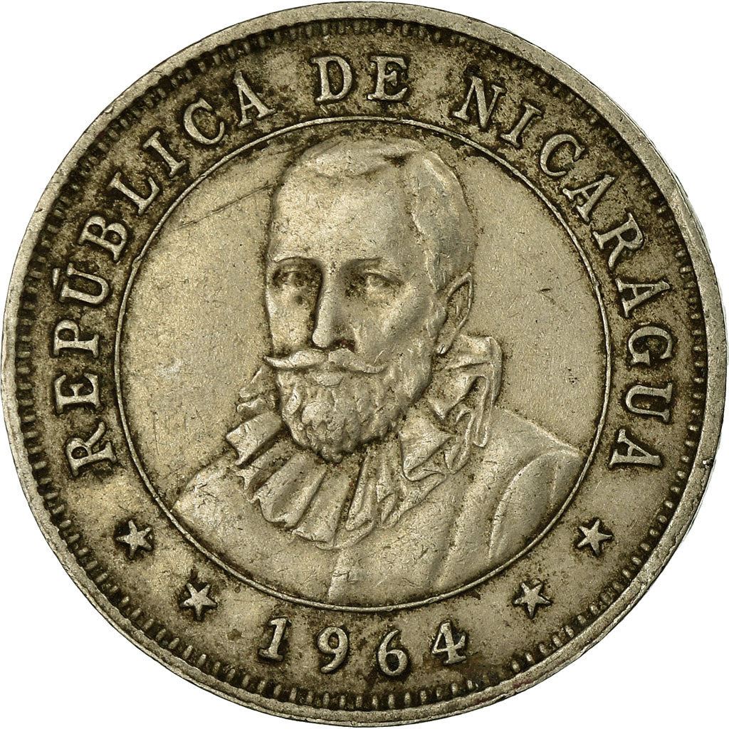 Nicaragua | 25 Centavos Coin | Explorer | Sun | Volcanos | Km:18.2 | 1964 - 1965