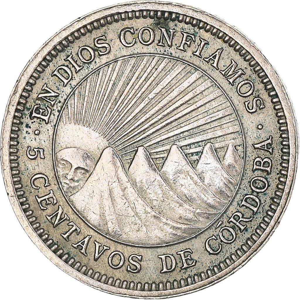 Nicaragua | 5 Centavos Coin | Explorer | Sun | Volcanos | Km:24.2 | 1962 - 1965