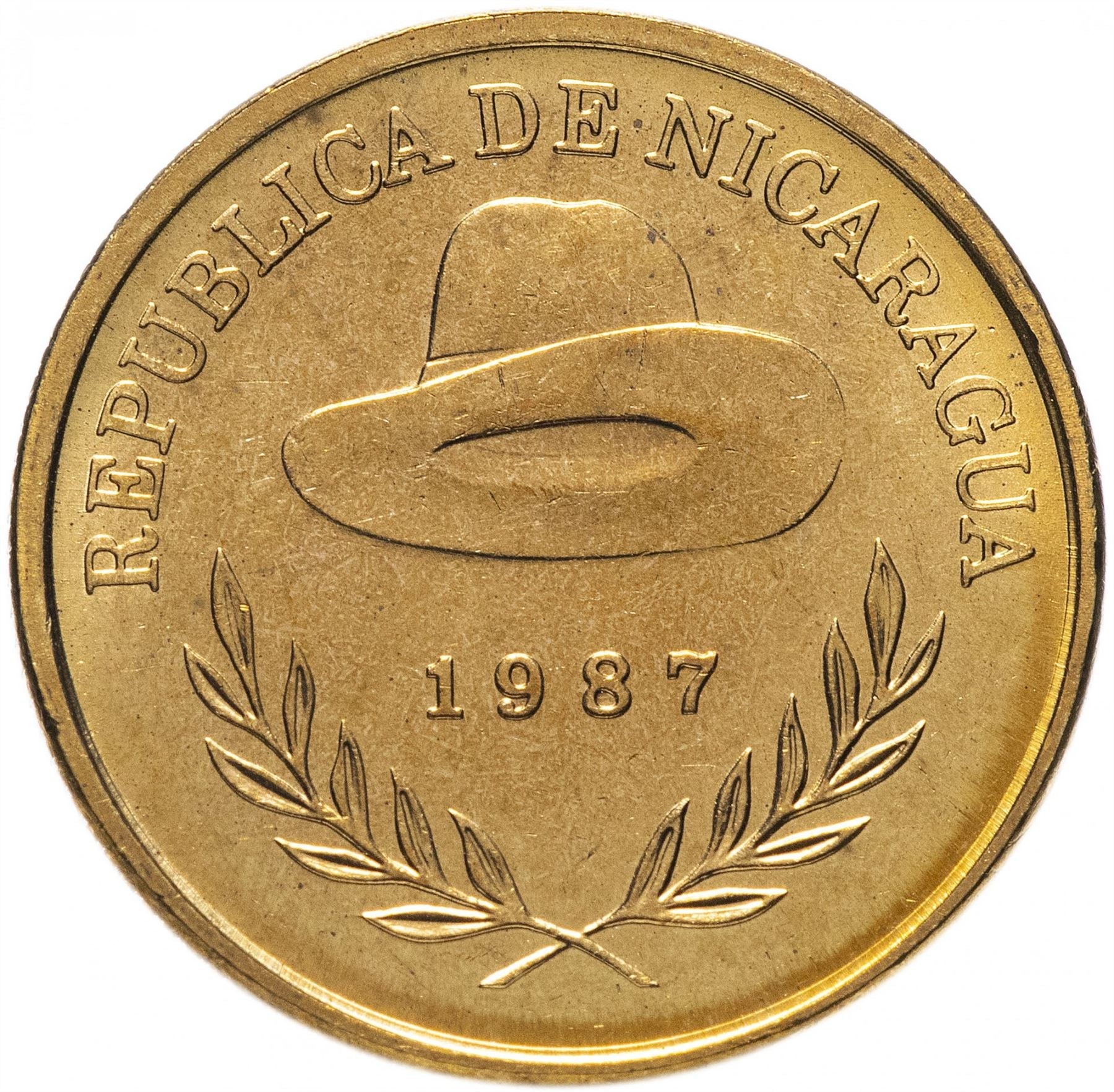 Nicaragua 50 Centavos Coin | Panama Hat | KM58 | 1987