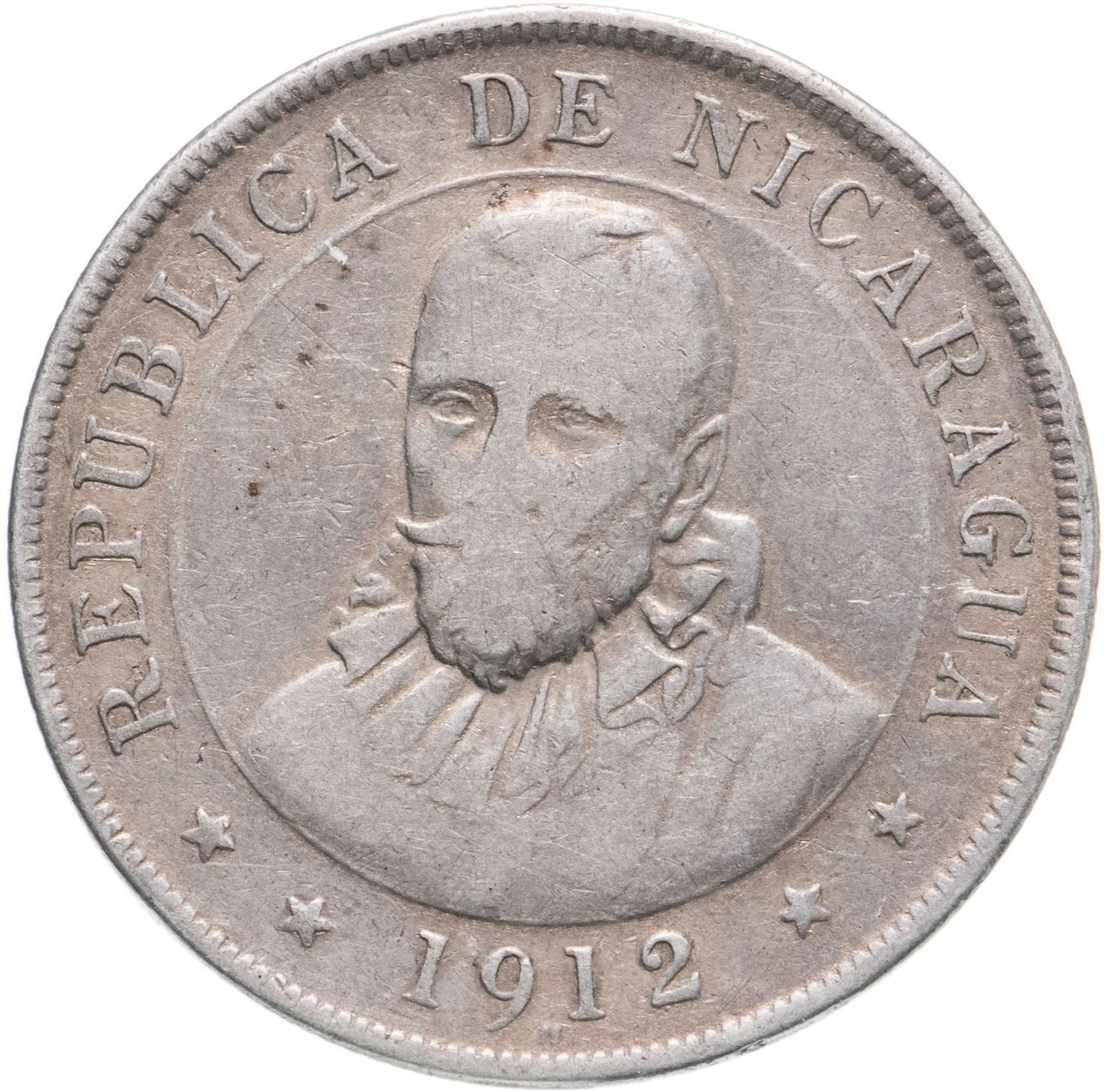 Nicaragua Coin Nicaraguan 50 Centavos Coin | Francisco Hernandez de Cordoba | Volcanoe | KM15 | 1912 - 1929