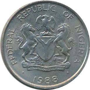 Nigeria | 10 Kobo Coin | Oil palms | Km:10.2 | 1987 - 1990