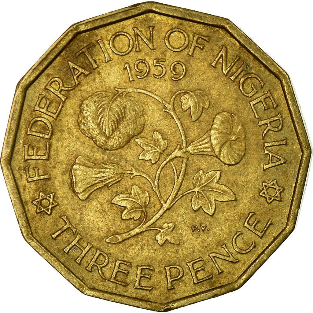 Nigeria | 3 Pence Coin | Cotton plant | Km:3 | 1959