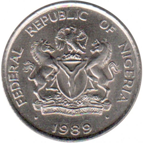 Nigeria | 5 Kobo Coin | Cocoa beans | Km:9.2 | 1987 - 1989