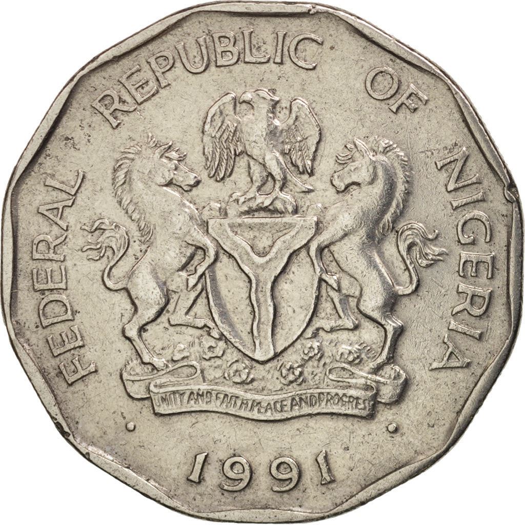 Nigeria | 50 Kobo Coin | Corn | Km:13.1 | 1991