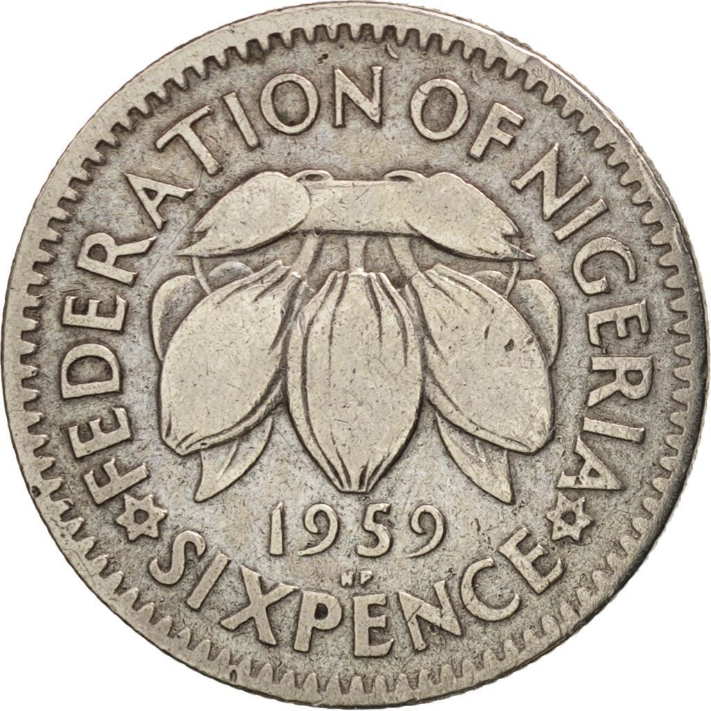 Nigeria | 6 Pence Coin | Cacao beans | Km:4 | 1959