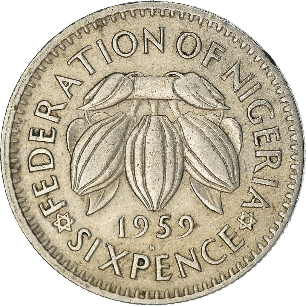 Nigeria | 6 Pence Coin | Cacao beans | Km:4 | 1959