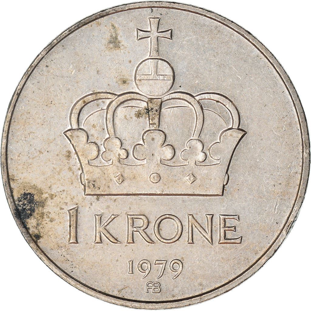 Norway 1 Krone - Olav V Coin KM419 1974 - 1991