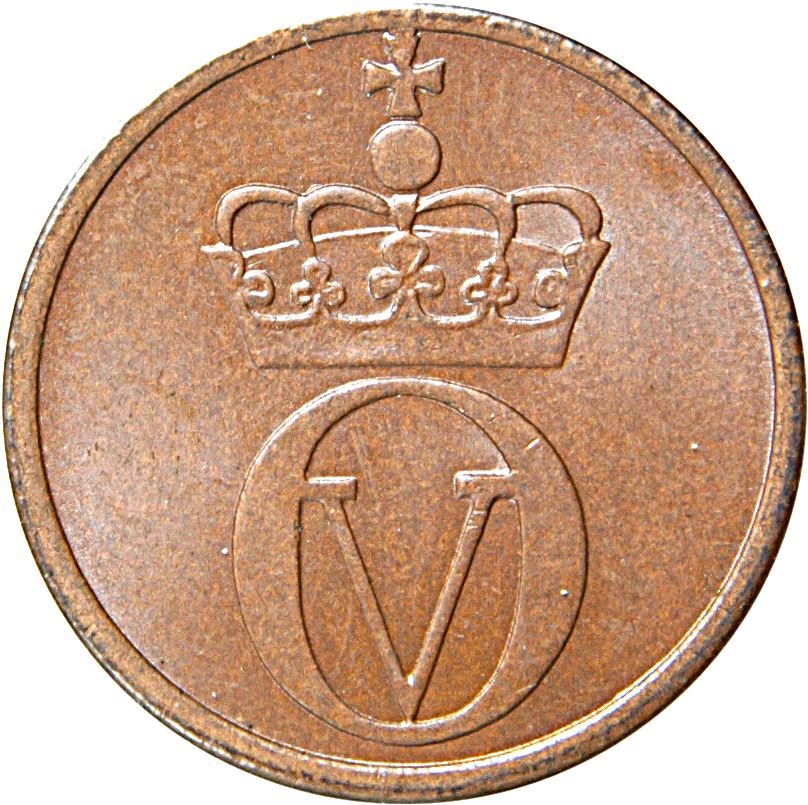 Norway 1 Øre - Olav V Coin KM403 1958 - 1972