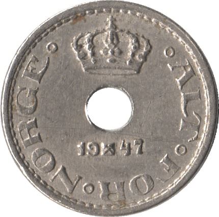 Norway 10 Ore Coin | Haakon VII | KM383 | 1924 - 1951