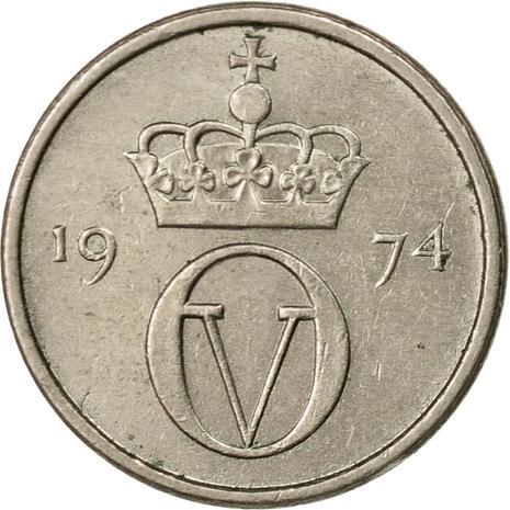 Norway 10 Øre - Olav V Coin KM416 1974 - 1991