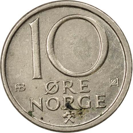 Norway 10 Øre - Olav V Coin KM416 1974 - 1991