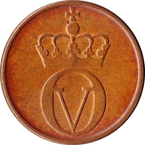 Norway 2 Øre - Olav V large letters Coin KM410 1959 - 1972