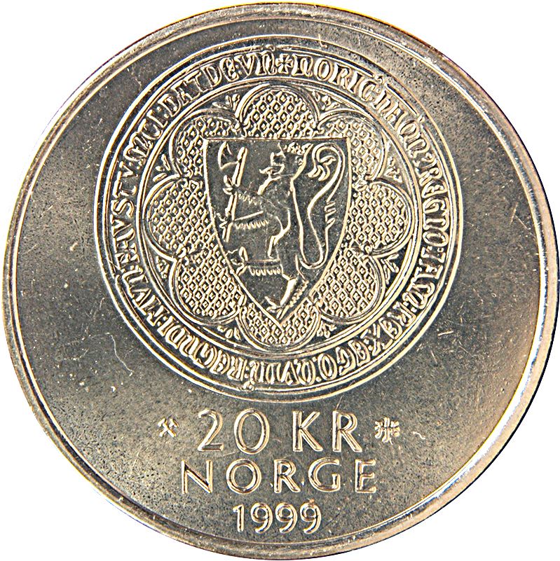 Norway | 20 Kroner Coin | Harald V Akershus | KM464 | 1999