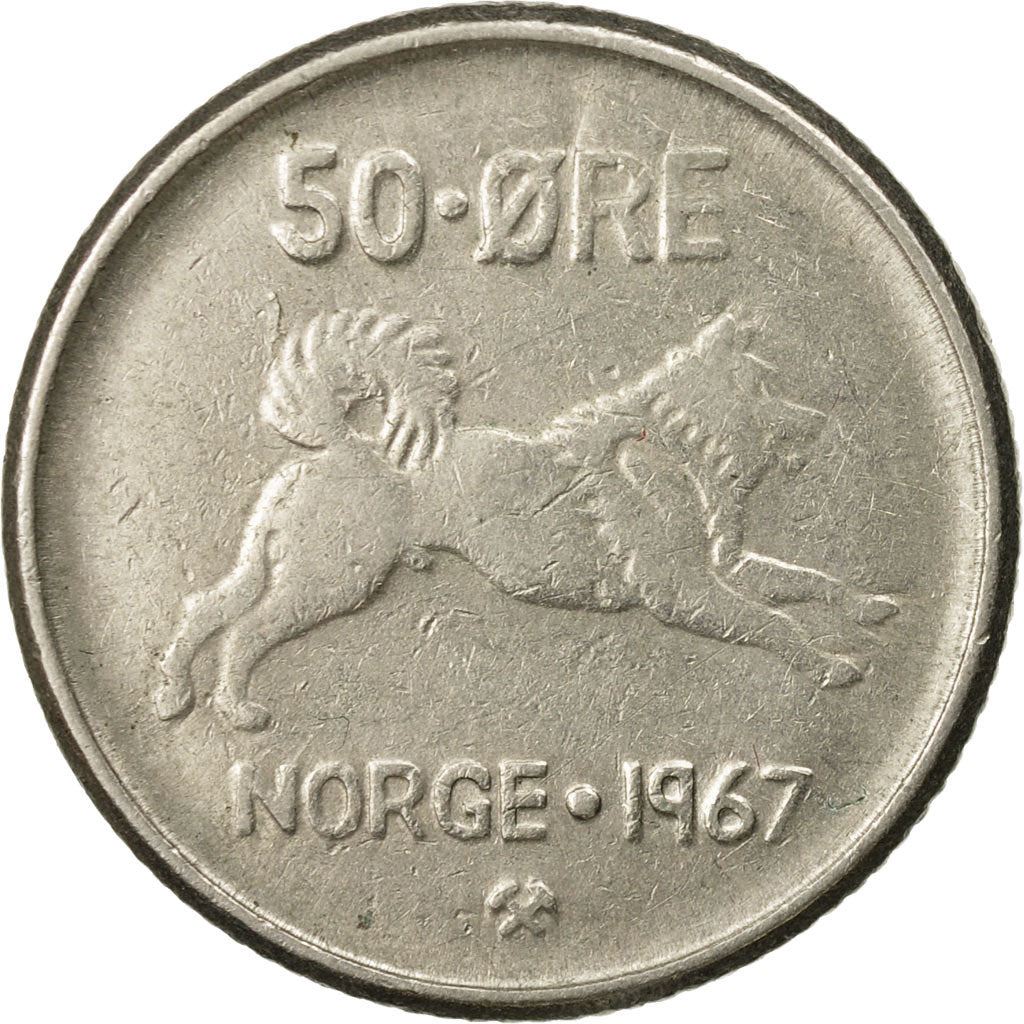 Norway 50 Øre - Olav V Coin KM408 1958 - 1973