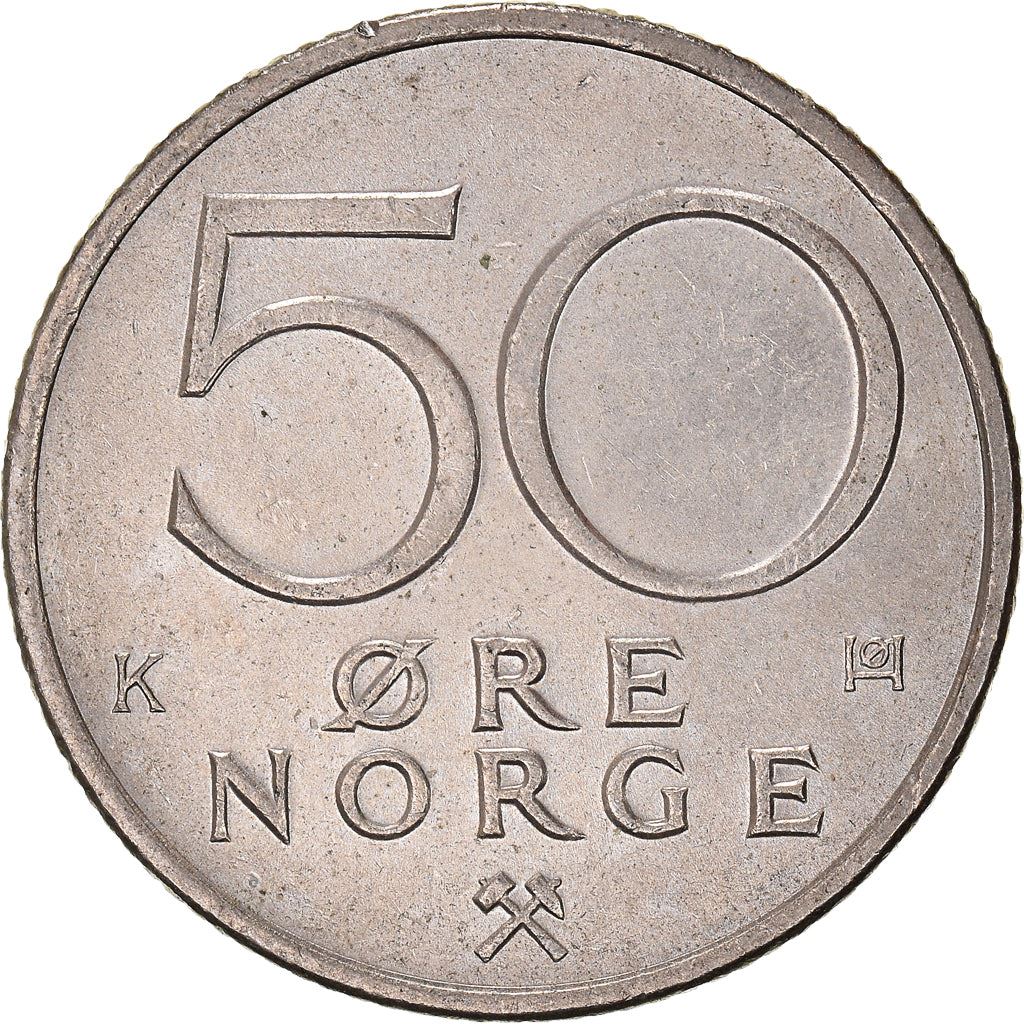 Norway 50 Øre - Olav V Coin KM418 1974 - 1996