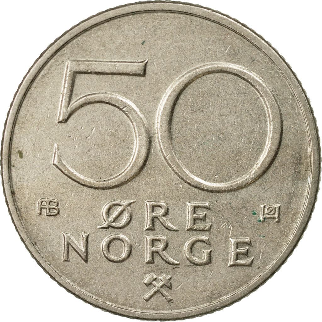 Norway 50 Øre - Olav V Coin KM418 1974 - 1996