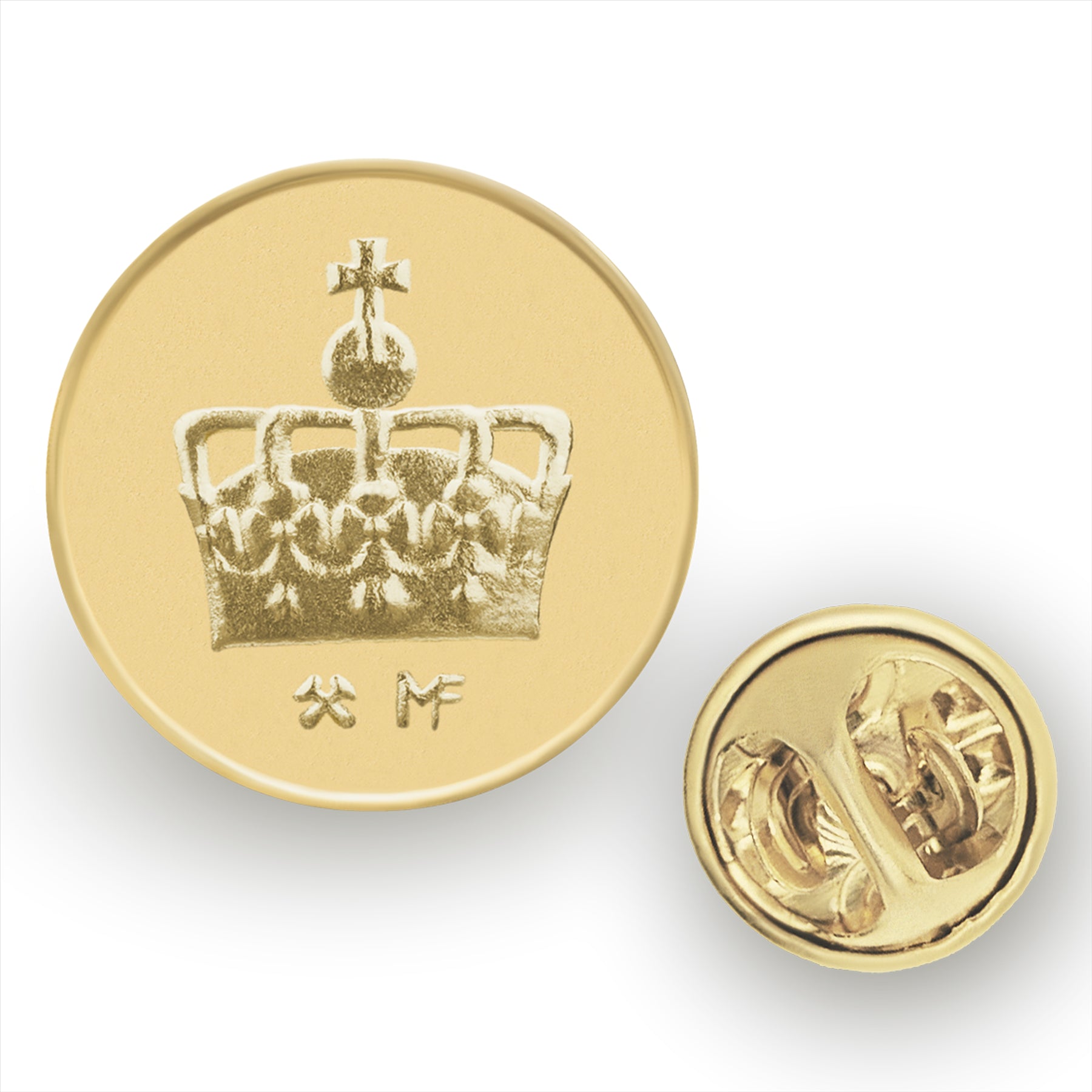 Norwegian Coin Pin Brooch Badge | Genuine 50 Ore | 18K Gold Plated | King Crown | Mythical Dragon