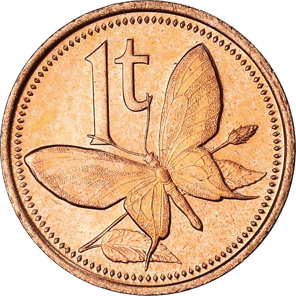 Papua New Guinea Coin Papua New Guinean 1 Toea | Elizabeth II | Paradise Birdwing Butterfly | KM1 | 1975 - 2004