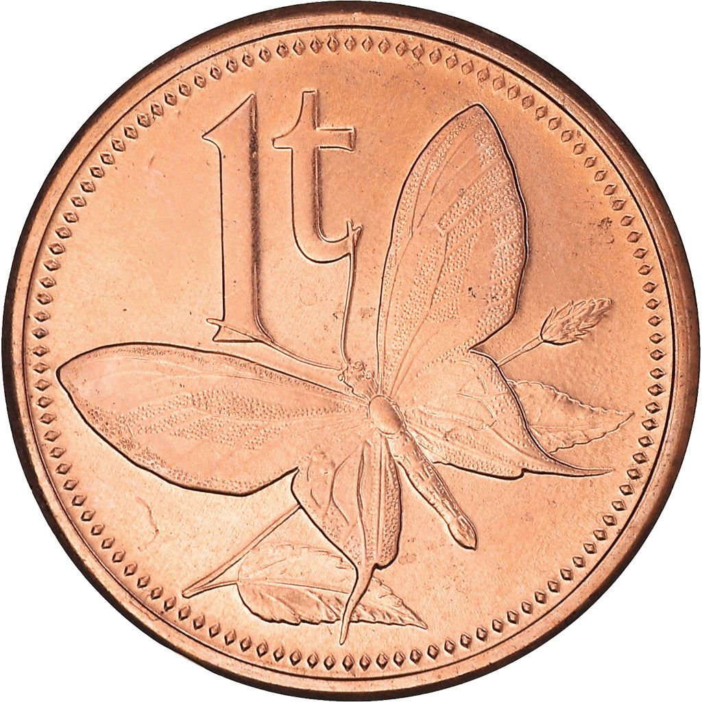 Papua New Guinea Coin Papua New Guinean 1 Toea | Elizabeth II | Paradise Birdwing Butterfly | KM1 | 1975 - 2004