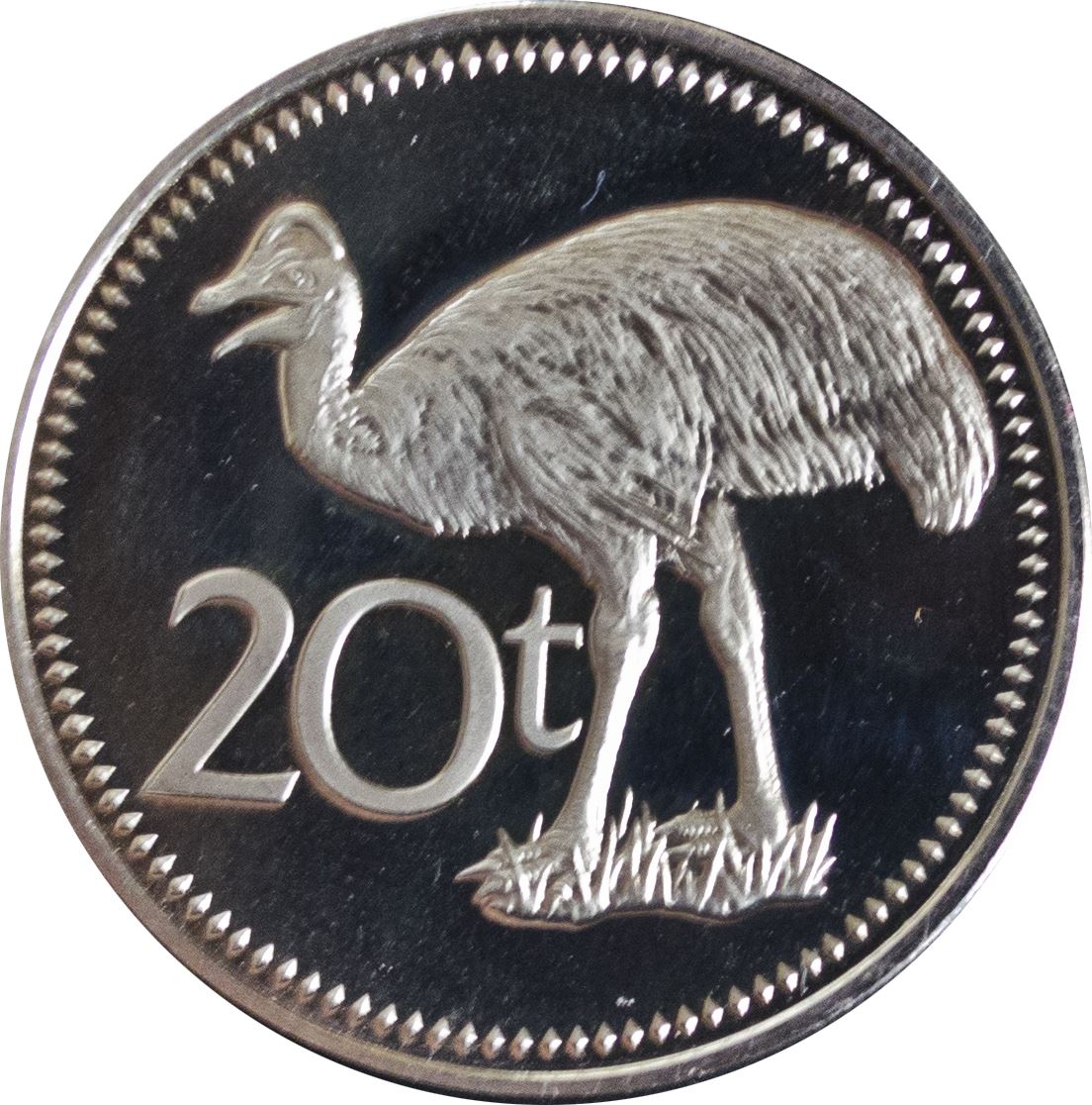 Papua New Guinea Coin Papua New Guinean | 20 Toea | Elizabeth II | Dwarf Cassowary | KM5 | 1975 - 1999