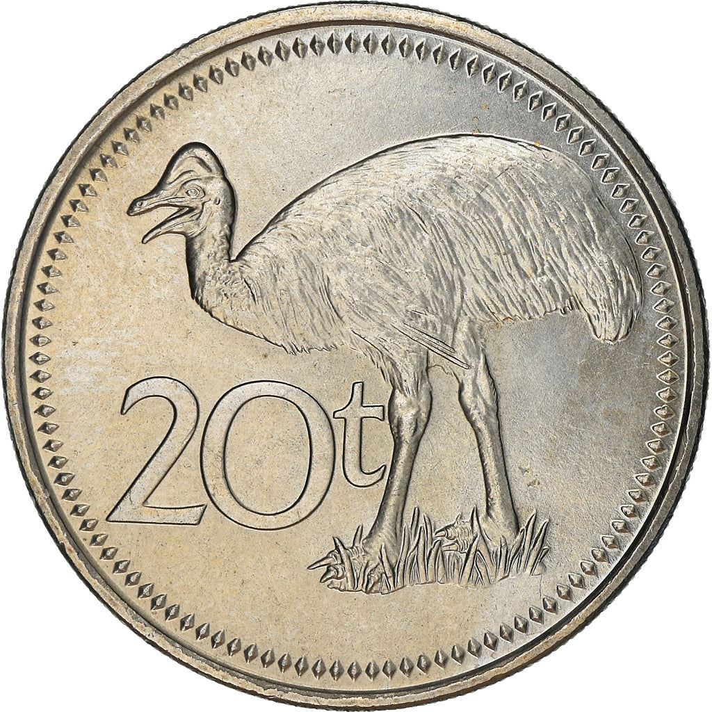 Papua New Guinea Coin Papua New Guinean | 20 Toea | Elizabeth II | Dwarf Cassowary | KM5 | 1975 - 1999