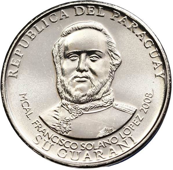 Paraguay 1000 Guaraníes Francisco Solano Lopez Coin KM198 2006 - 2018