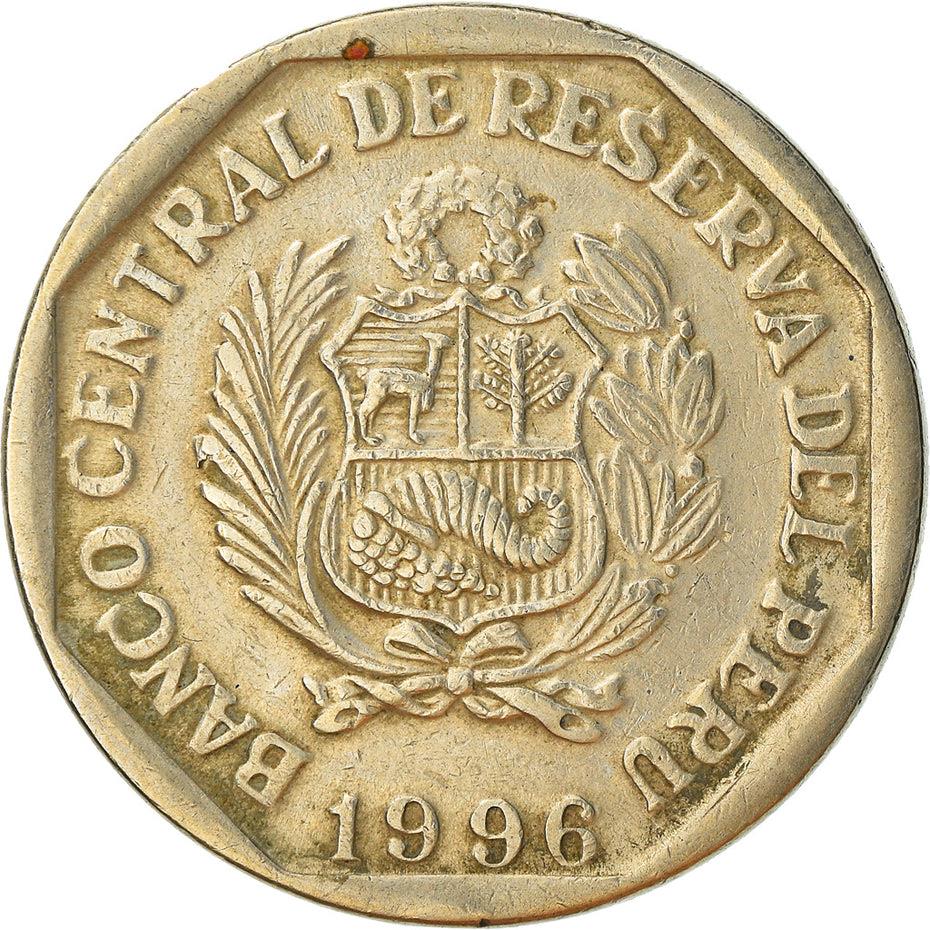 Peru 1 Nuevo Sol 1st type | Wreath Coin | KM308 | 1991 - 2000