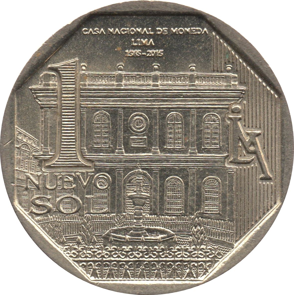 Peru | 1 Nuevo Sol Coin | 450 years Casa Nacional de Moneda | KM390 | 2015