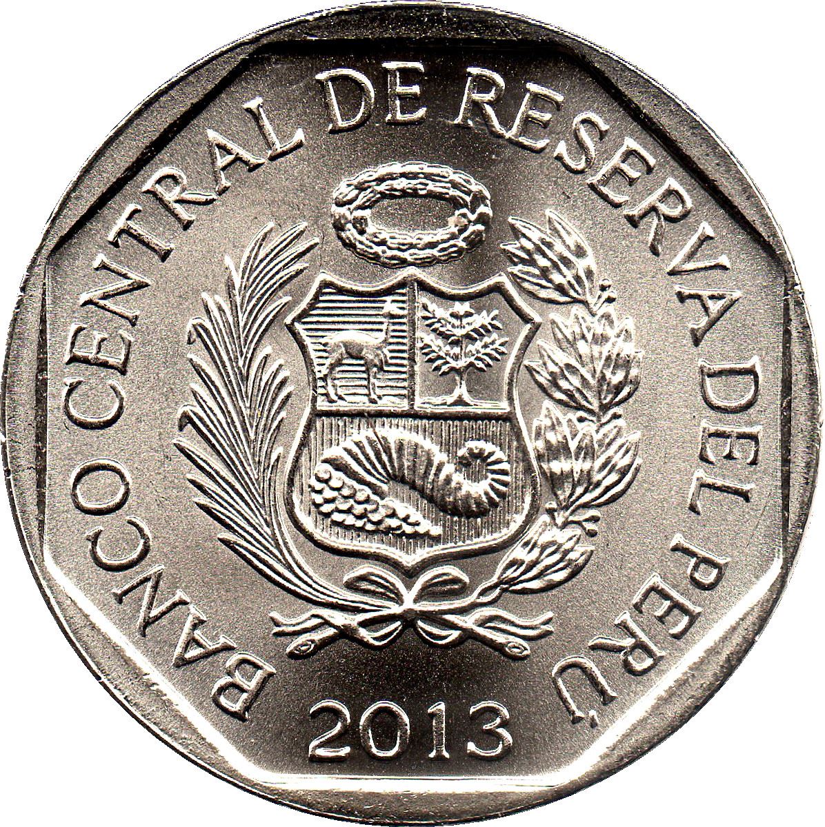 Peru | 1 Nuevo Sol Coin | Cacao | KM375 | 2013