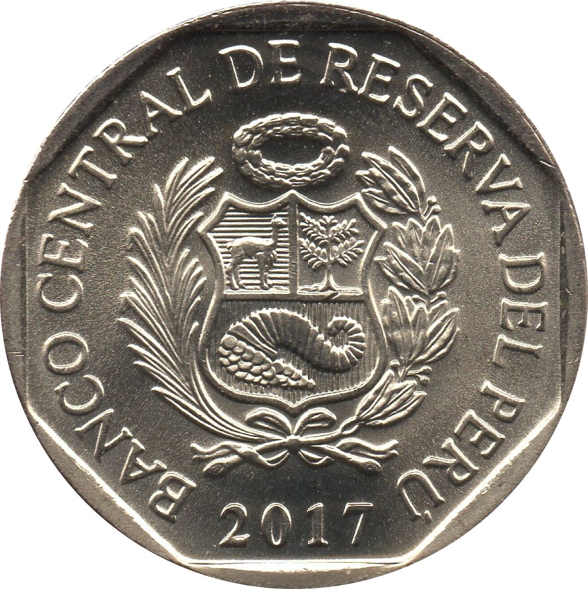 Peru | 1 Sol Coin | Spectacled Bear | Bear | Tree | KM403 | 2017