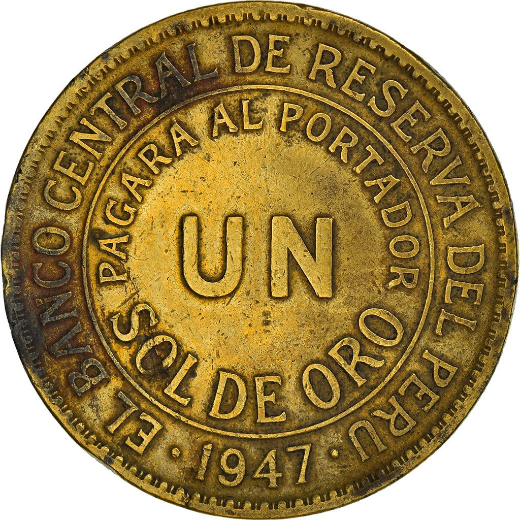 Peru 1 Sol de Oro Coin | Peru Emblem | KM222 | 1943 - 1965