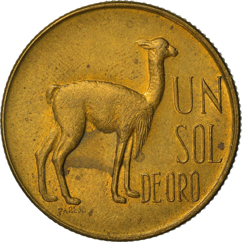 Peru 1 Sol de Oro Coin | Shield | Vicuna | KM248 | 1966 - 1975