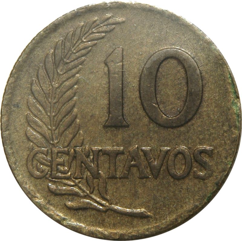 Peru | 10 Centavos Coin | Sprig | KM224 | 1945 - 1965