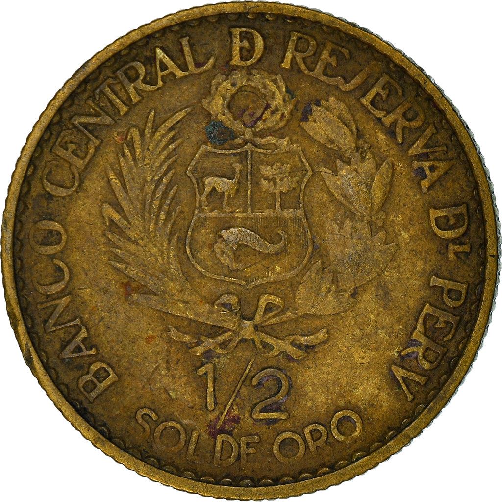 Peru 1/2 Sol de Oro Coin | Casa de Moneda | KM239 | 1965