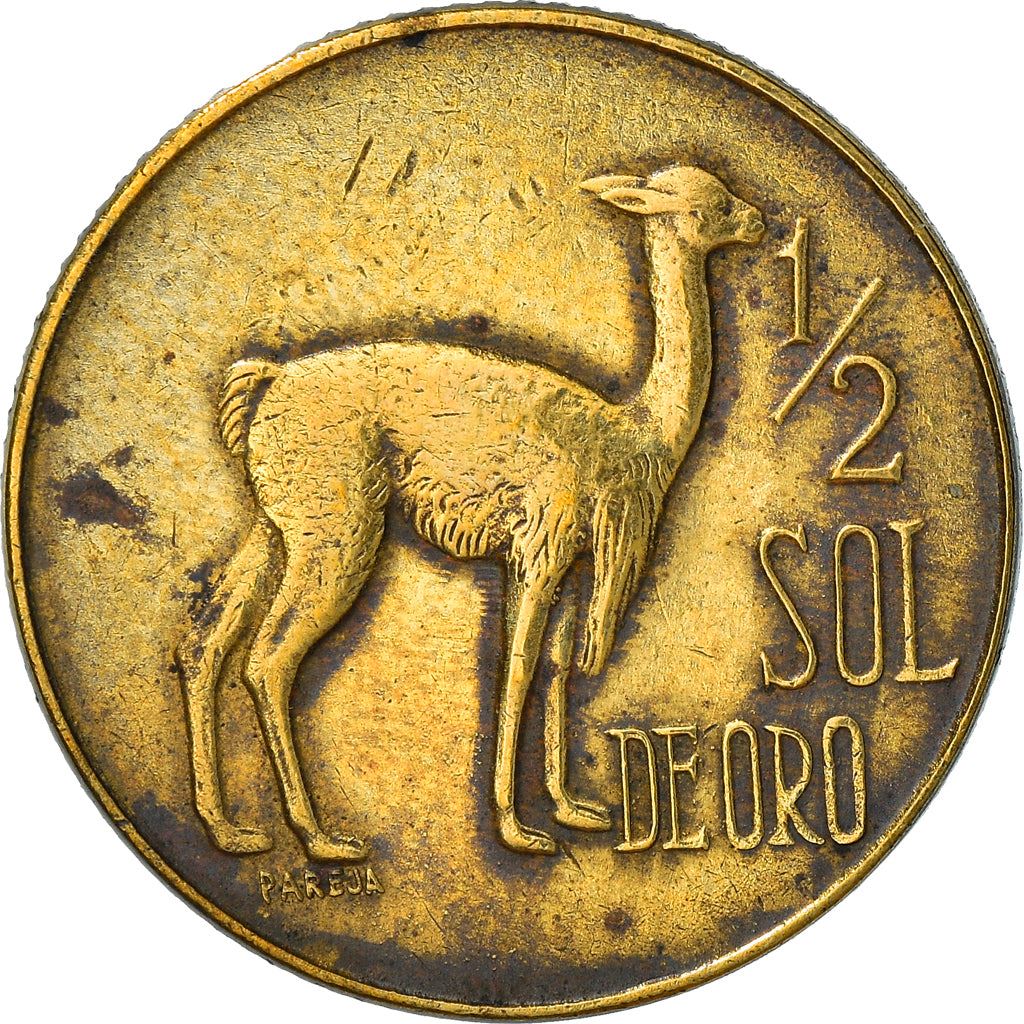 Peru 1/2 Sol de Oro Coin | Large Coat of Arms | Vicuna | KM247 | 1966 - 1973