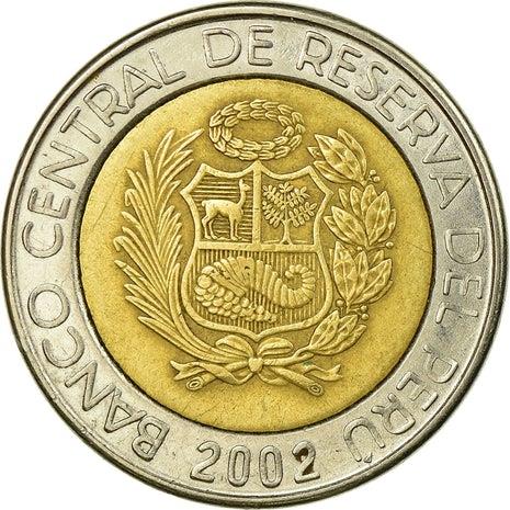 Peru 2 Nuevos Soles 1st type | Peru Shield | hummingbird Coin | KM313 | 1994 - 2009