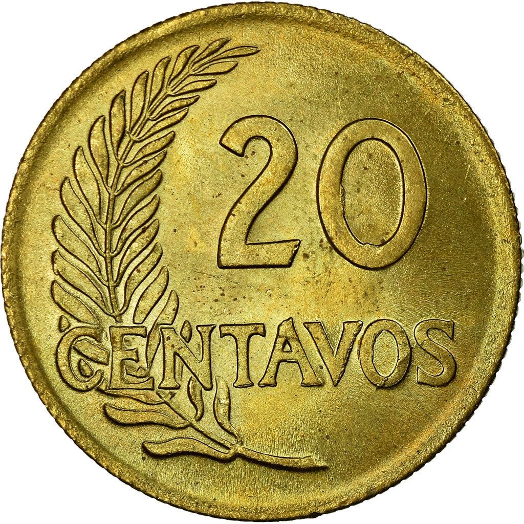 Peru | 20 Centavos Coin | Sprig | KM221.2b | 1951 - 1965