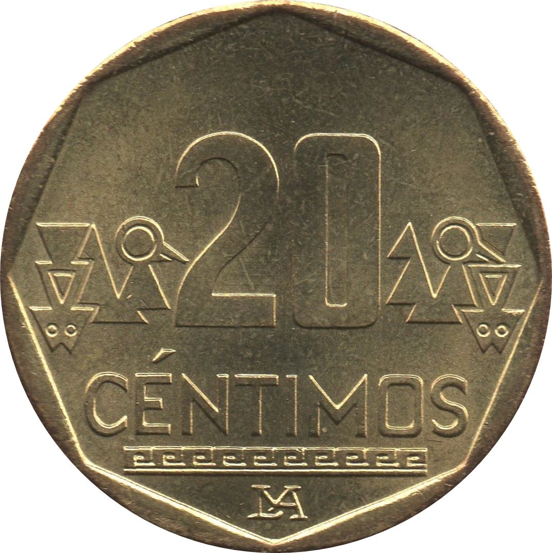 Peru 20 Céntimos Coin | KM306.4 | 2001 - 2021