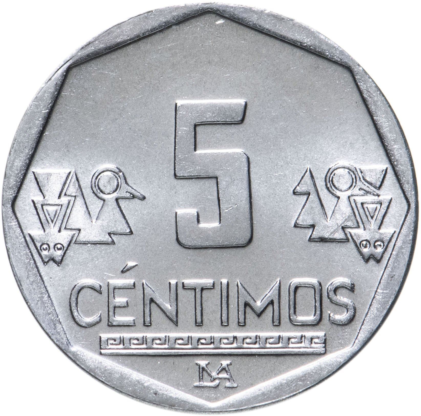 Peru 5 Centimos Coin | Shield of Peru | KM304.4a | 2007 - 2018