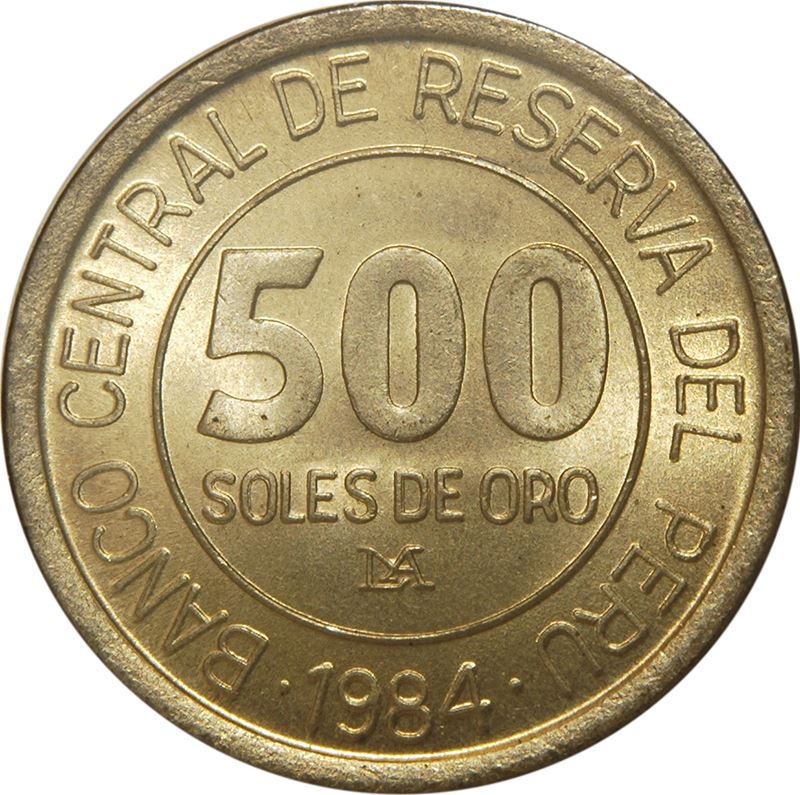 Peru | 500 Soles de Oro Coin | Miguel Grau | KM289 | 1984