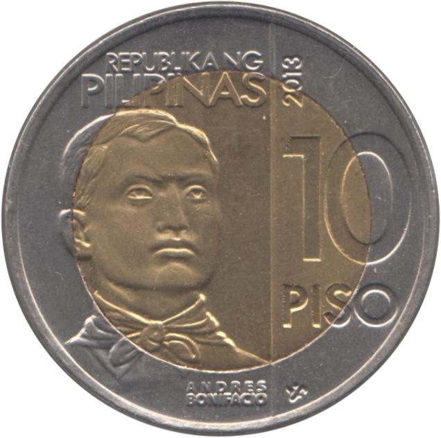 Philippines 10 Piso Coin | Andres Bonifacio | KM285 | 2013