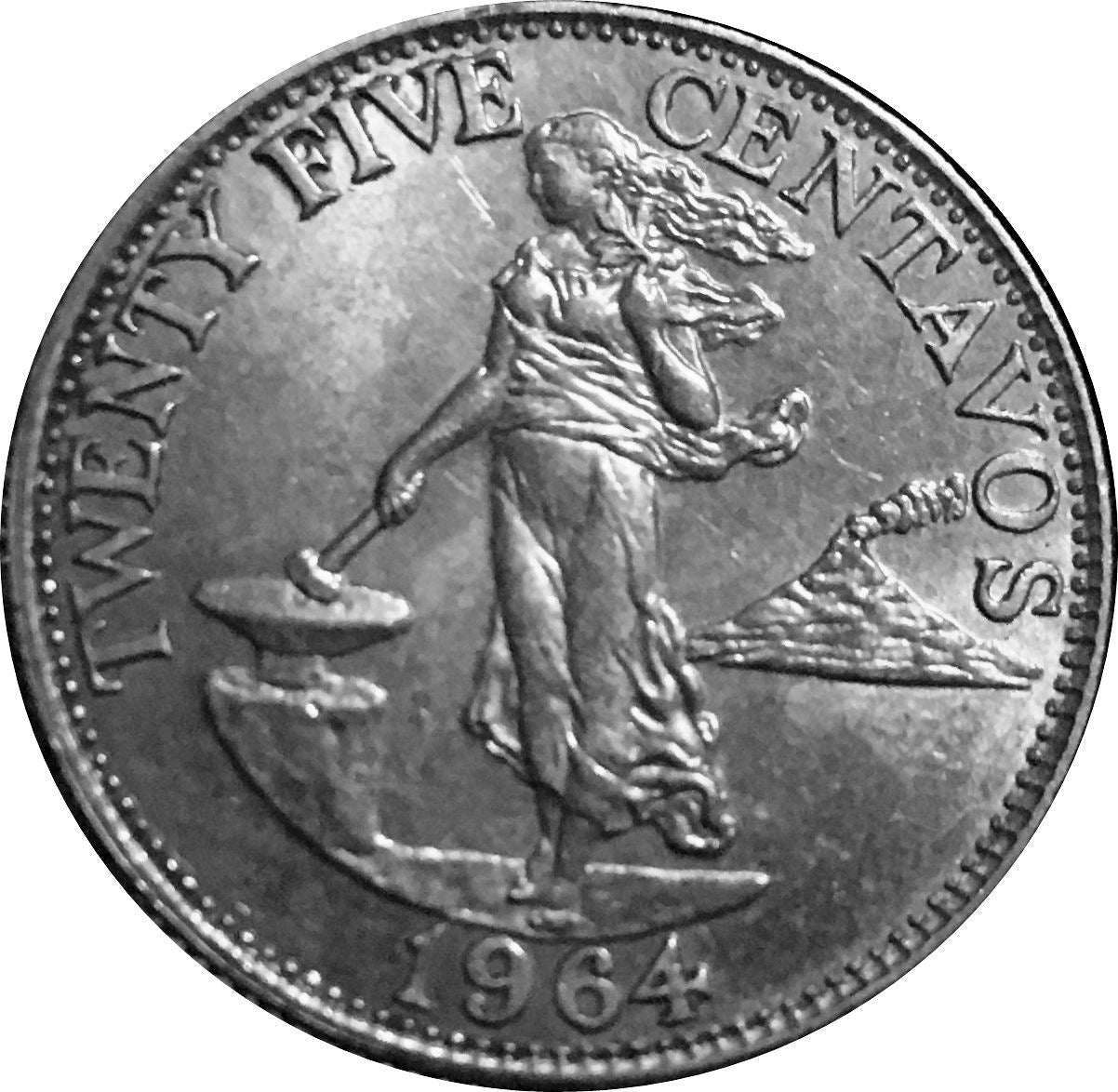 Philippines 25 Centavos Coin | KM189 | 1958 - 1966