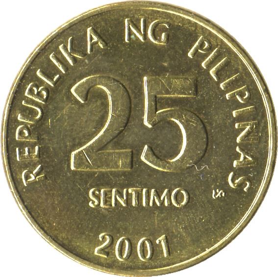 Philippines 25 Sentimo Coin KM271 1995 - 2003