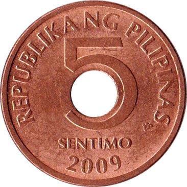 Philippines 5 Sentimo Coin KM268 1995 - 2017