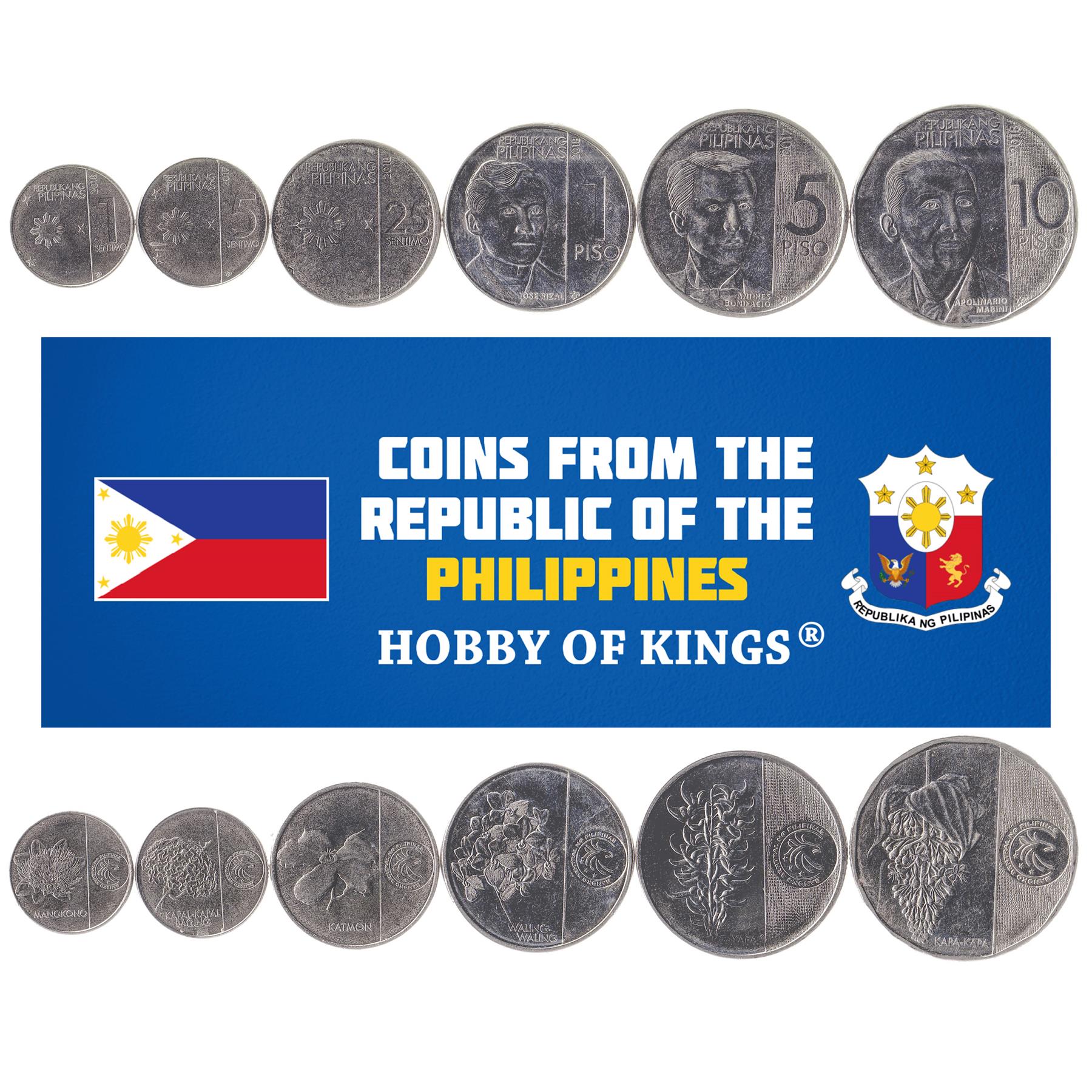 Philippines 6 Coin Set | 1 5 25 Sentimos 1 5 10 Peso | 2017 - 2020